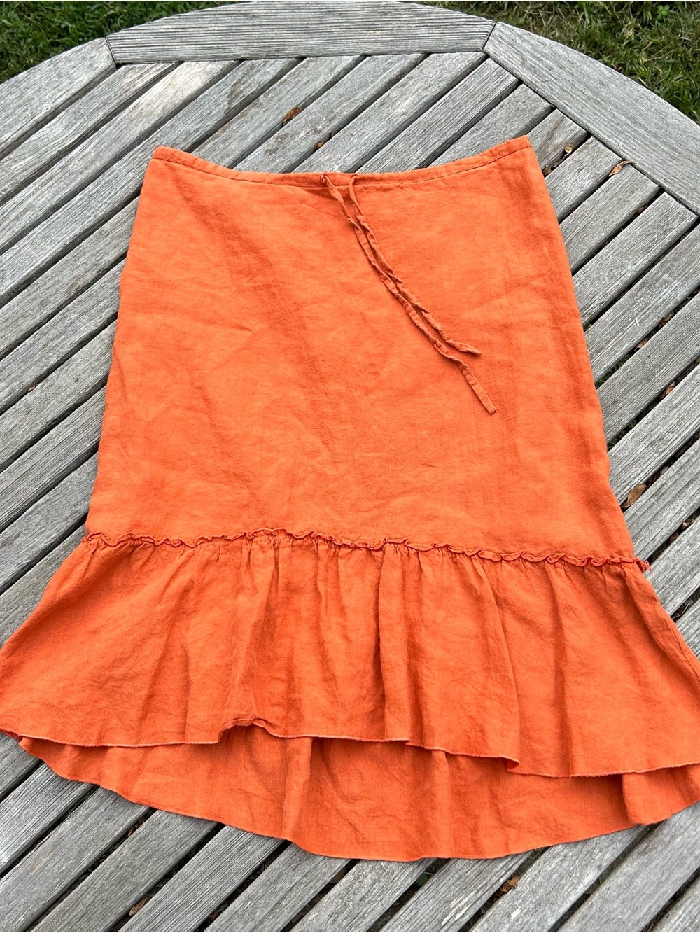Vintage orange Hennes linen skirt size 14 whimsy spring summer classy cottage